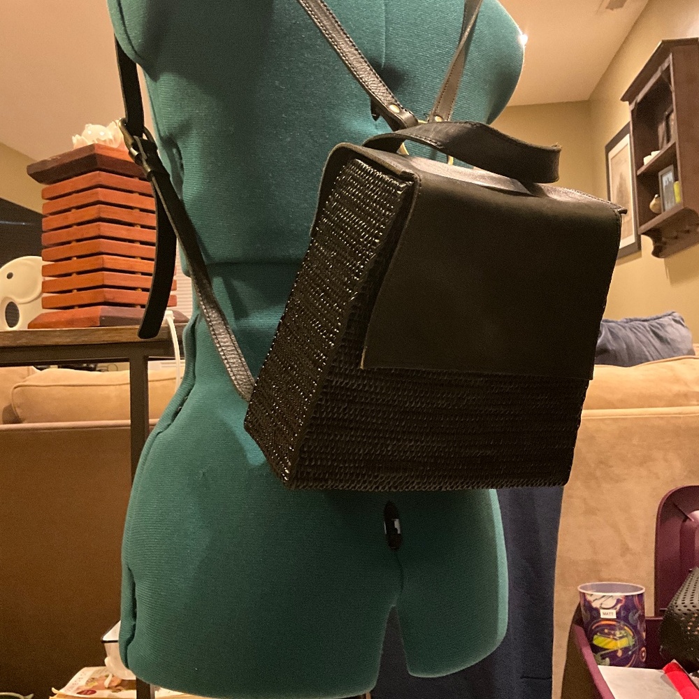 Straw backpack- black- never used